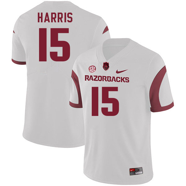 Men #15 Chris Harris Arkansas Razorback College Football Jerseys Stitched Sale-White